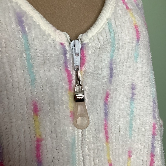 Stan Herman Sleeveless Chenille Zip Front Swim Coverup Robe Pockets V Neck - Picture 3 of 11